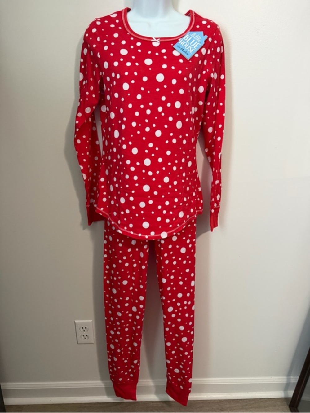 Little Blue House Women’s Red Polka Dot Pajama Set, Cozy Two-Piece Sleepwear SM
